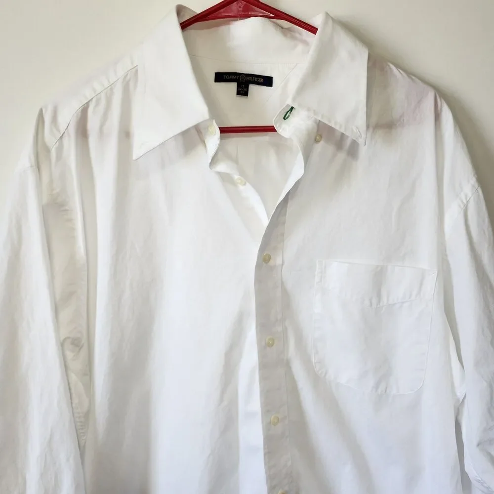 Tommy Hilfiger White Button Shirt Mens XL Vintage 2006 Long Sleeve Cotton Y2K - Picture 3 of 12